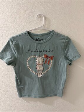 Kewpie “I’m doing my best” light teal graphic T